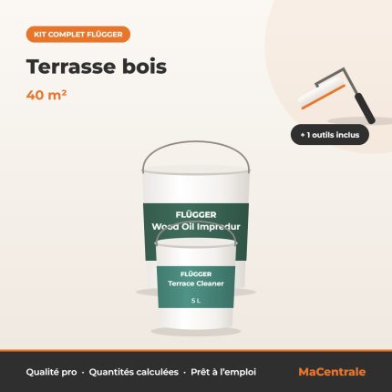 Kit Terrasse bois – 40 m² – kit peinture Flügger MaCentrale