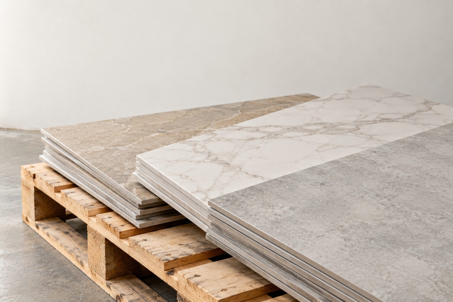 Carrelage grand format sur palette