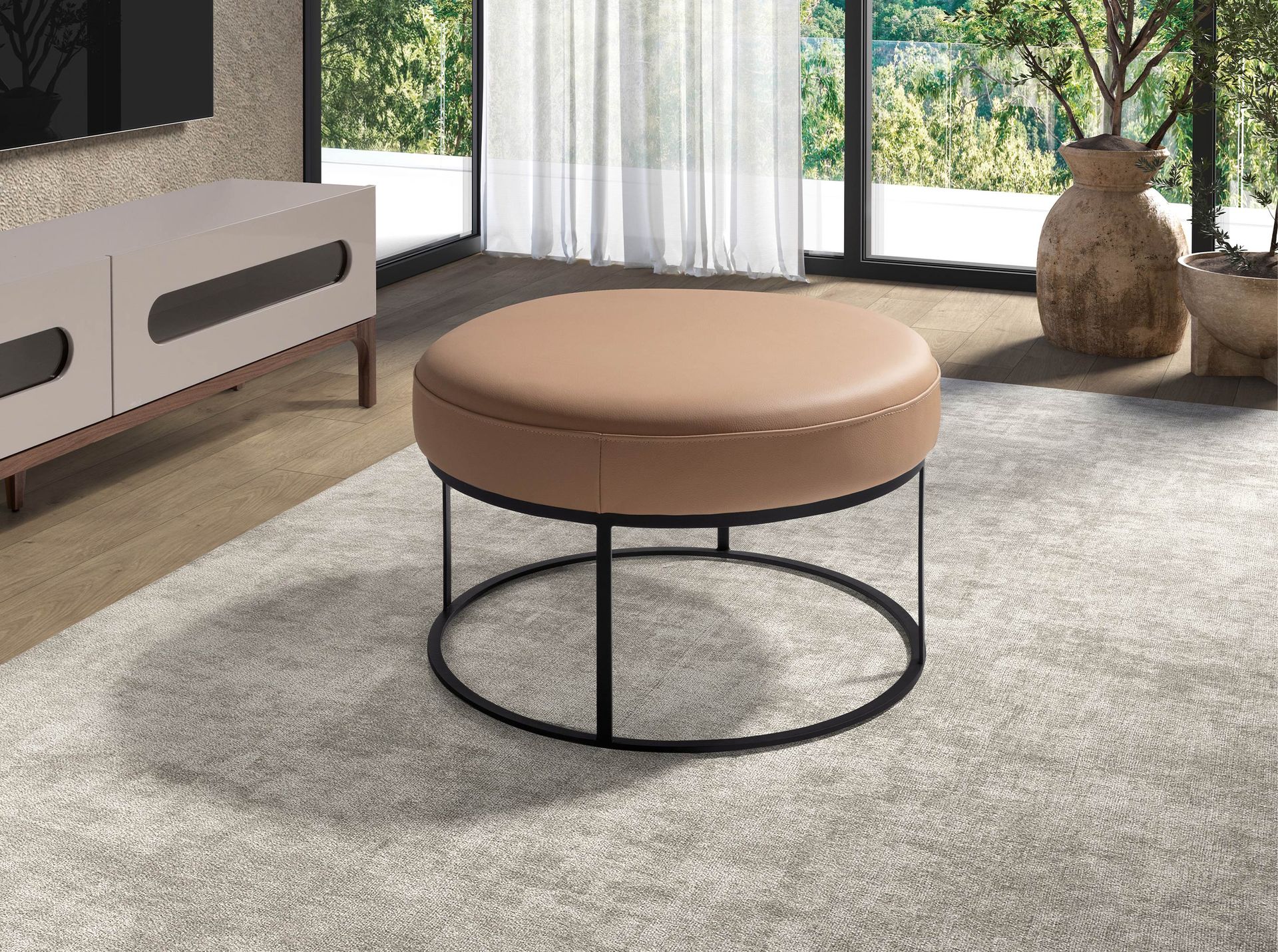 Banquette en cuir marron – Angel Cerdá