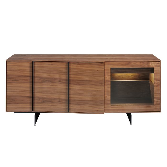 Buffet en noyer et acier noir avec éclairage intérieur – Angel Cerdá