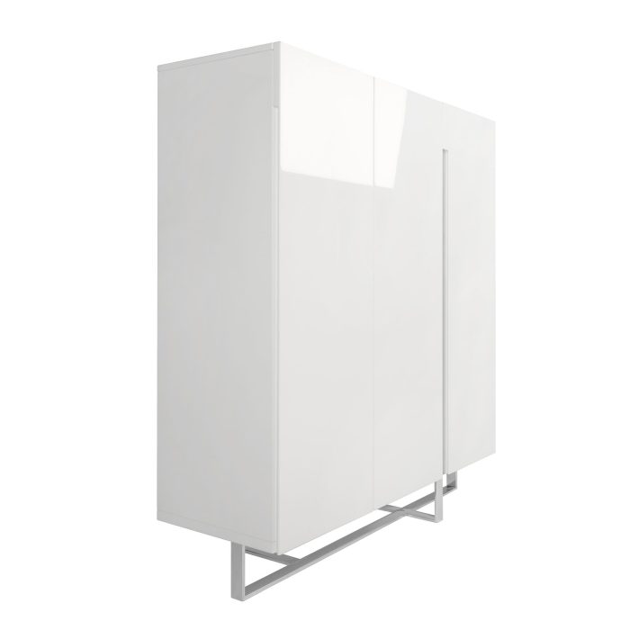 Buffet haut en bois blanc et acier chromé – Angel Cerdá