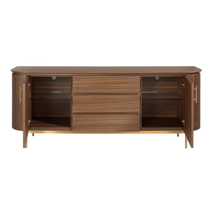 Buffet noyer et acier poli doré – Angel Cerdá