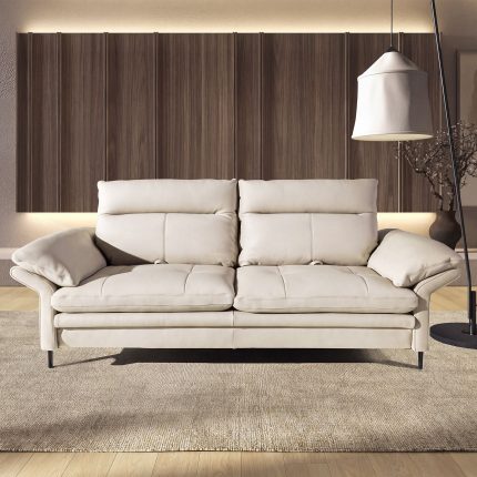 Canapé 3 places en cuir gris taupe – Angel Cerdá
