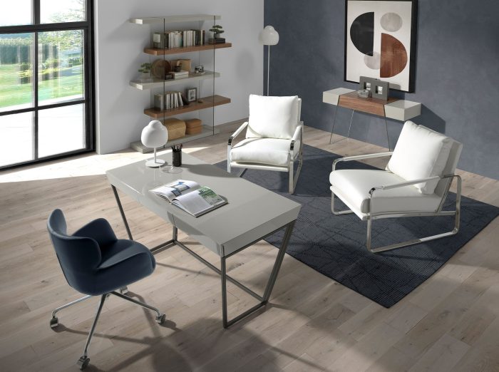 Chaise de bureau pivotant en similicuir bleu – Angel Cerdá