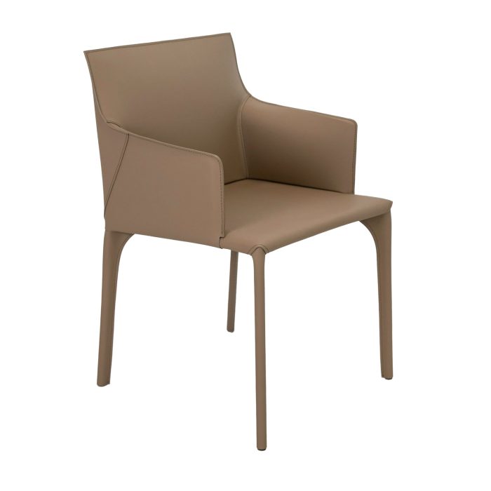 Chaise en cuir régénéré couleur vison – Angel Cerdá