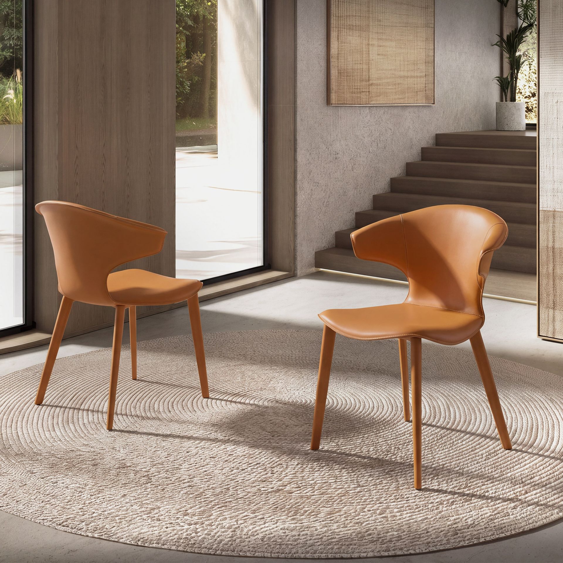 Chaise en cuir régénéré orange – Angel Cerdá