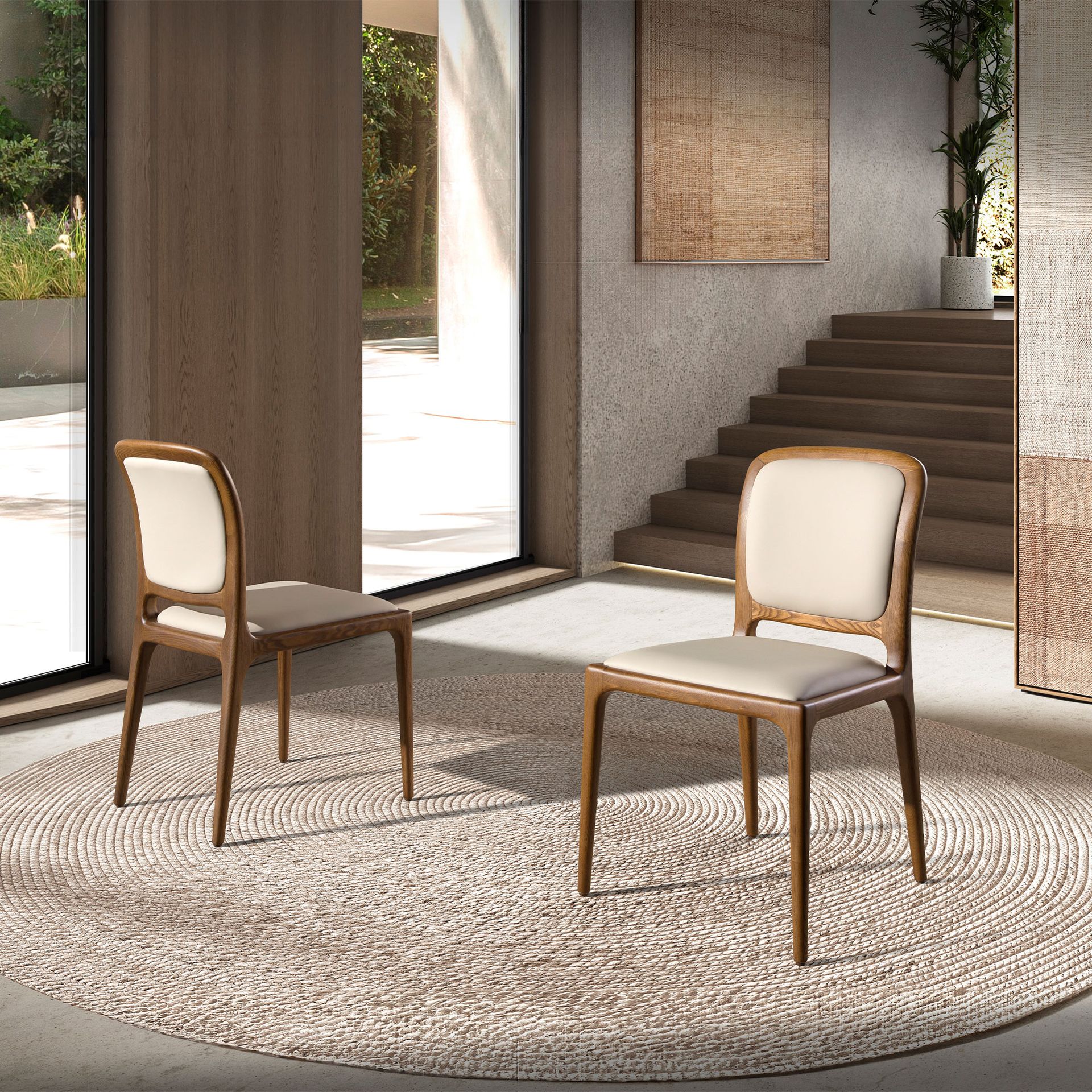 Chaise en simili-cuir crème – Angel Cerdá