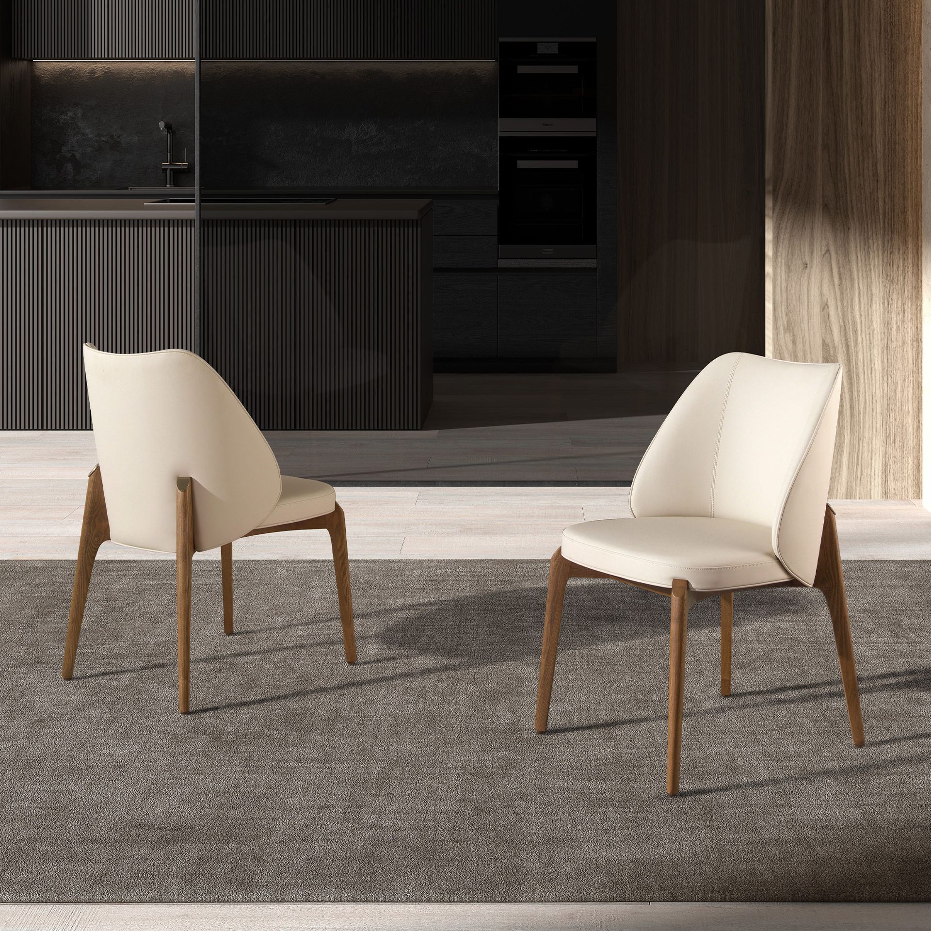 Chaise en similicuir crème – Angel Cerdá