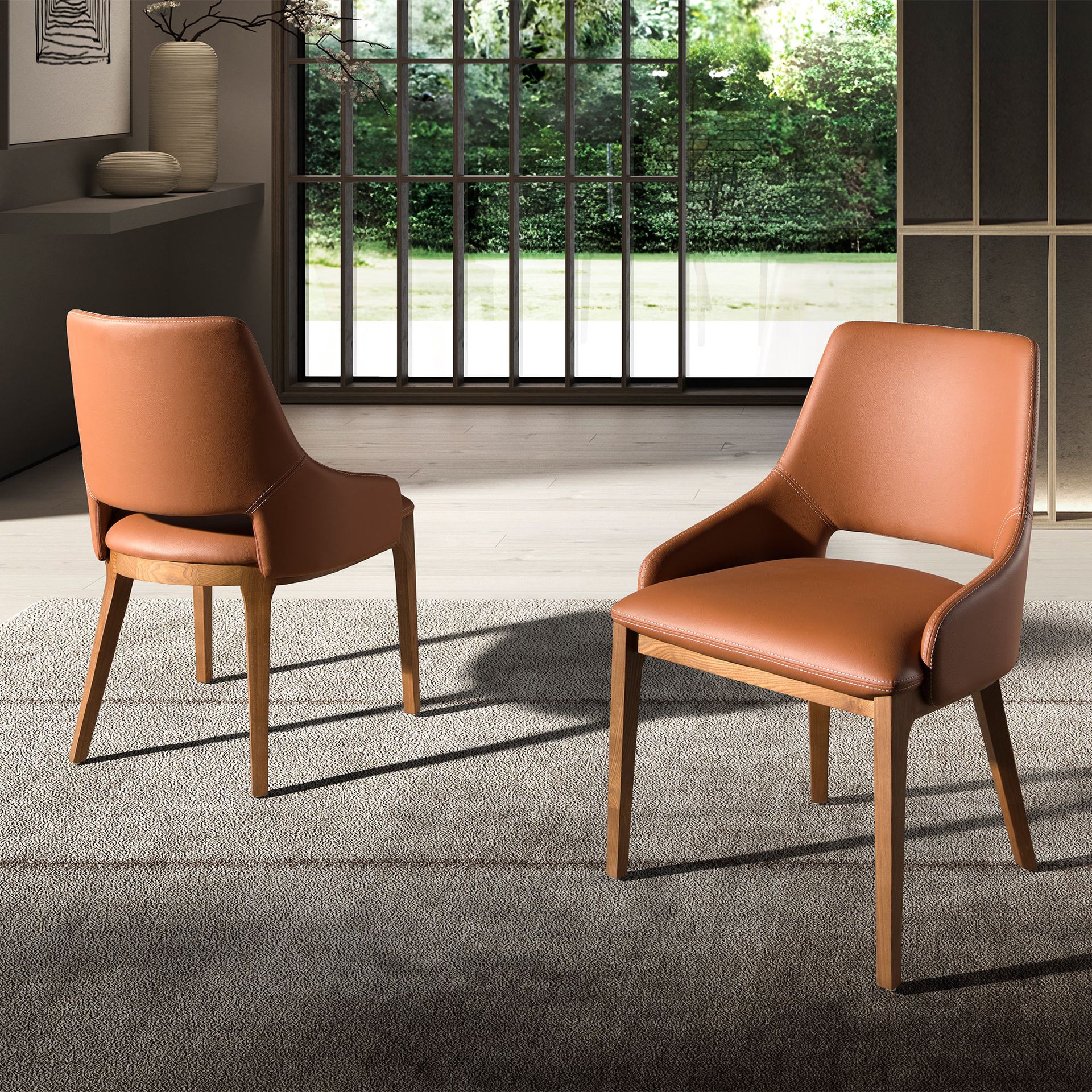 Chaise en similicuir marron – Angel Cerdá