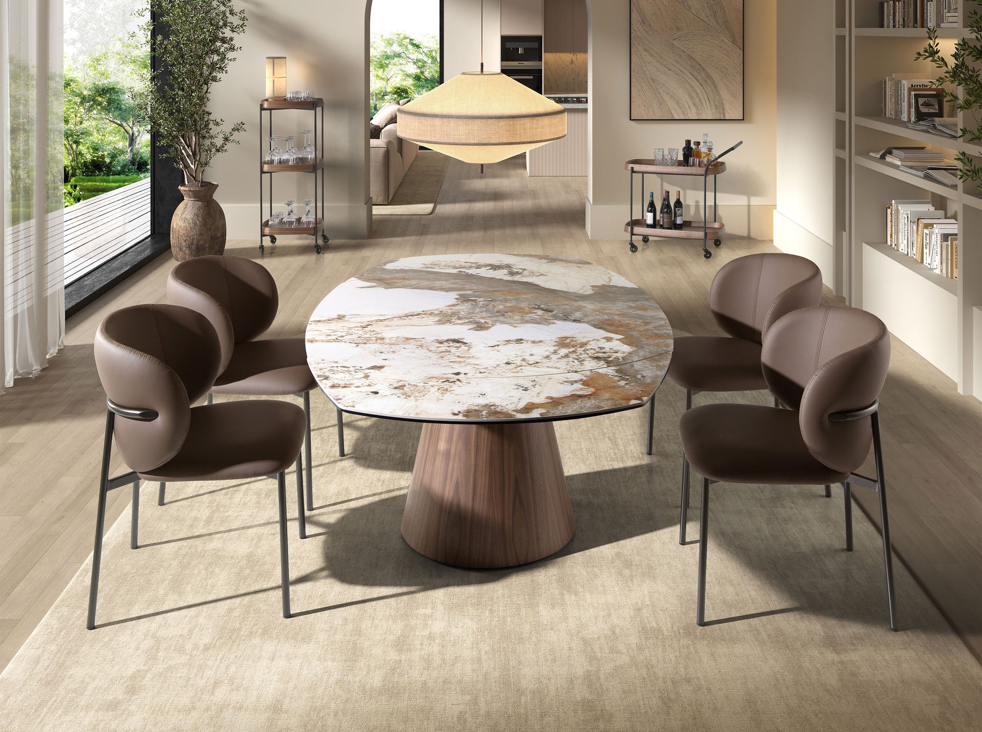 Chaise en similicuir marron foncé – Angel Cerdá