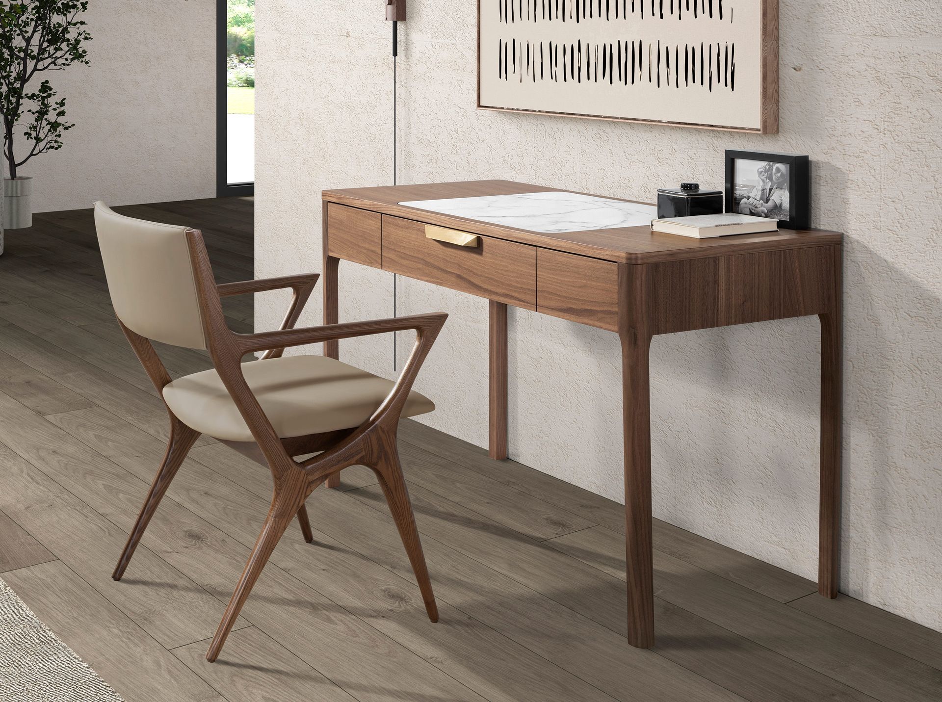 Chaise en similicuir vison – Angel Cerdá