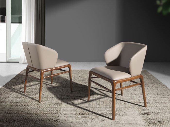 Chaise en similicuir vison foncé – Angel Cerdá