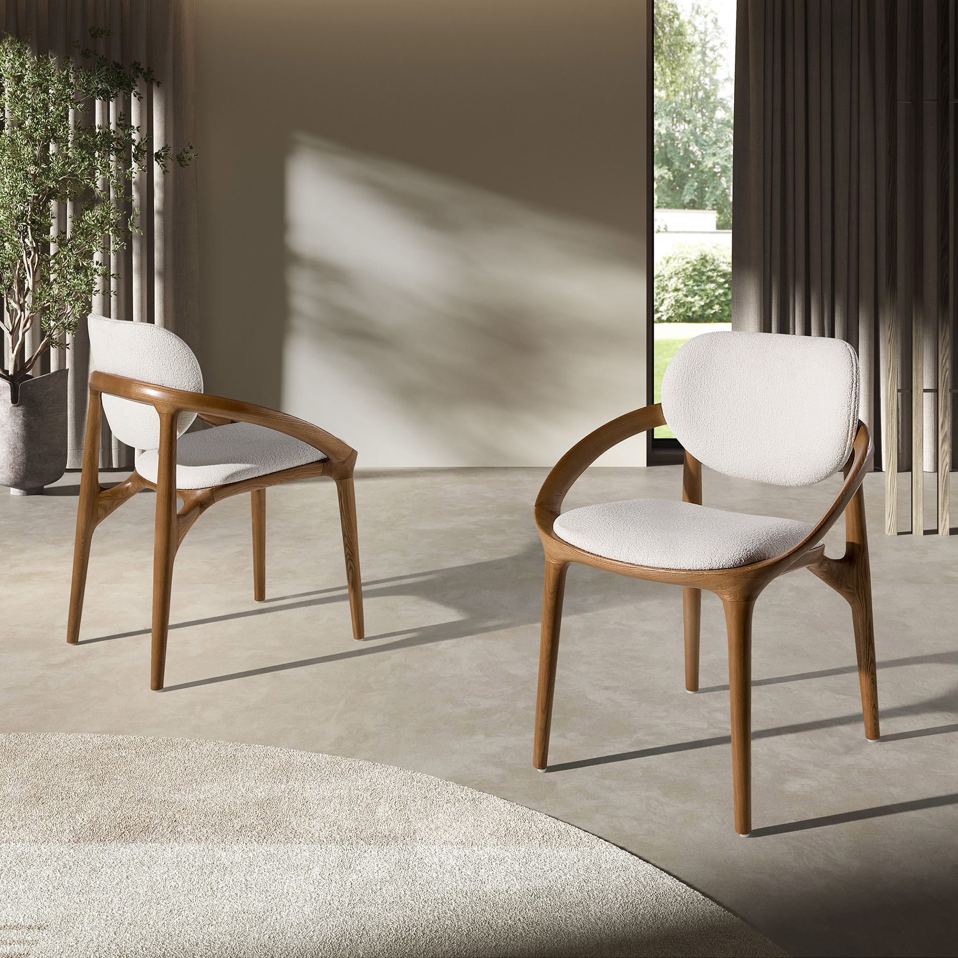 Chaise en tissu blanc cassé – Angel Cerdá