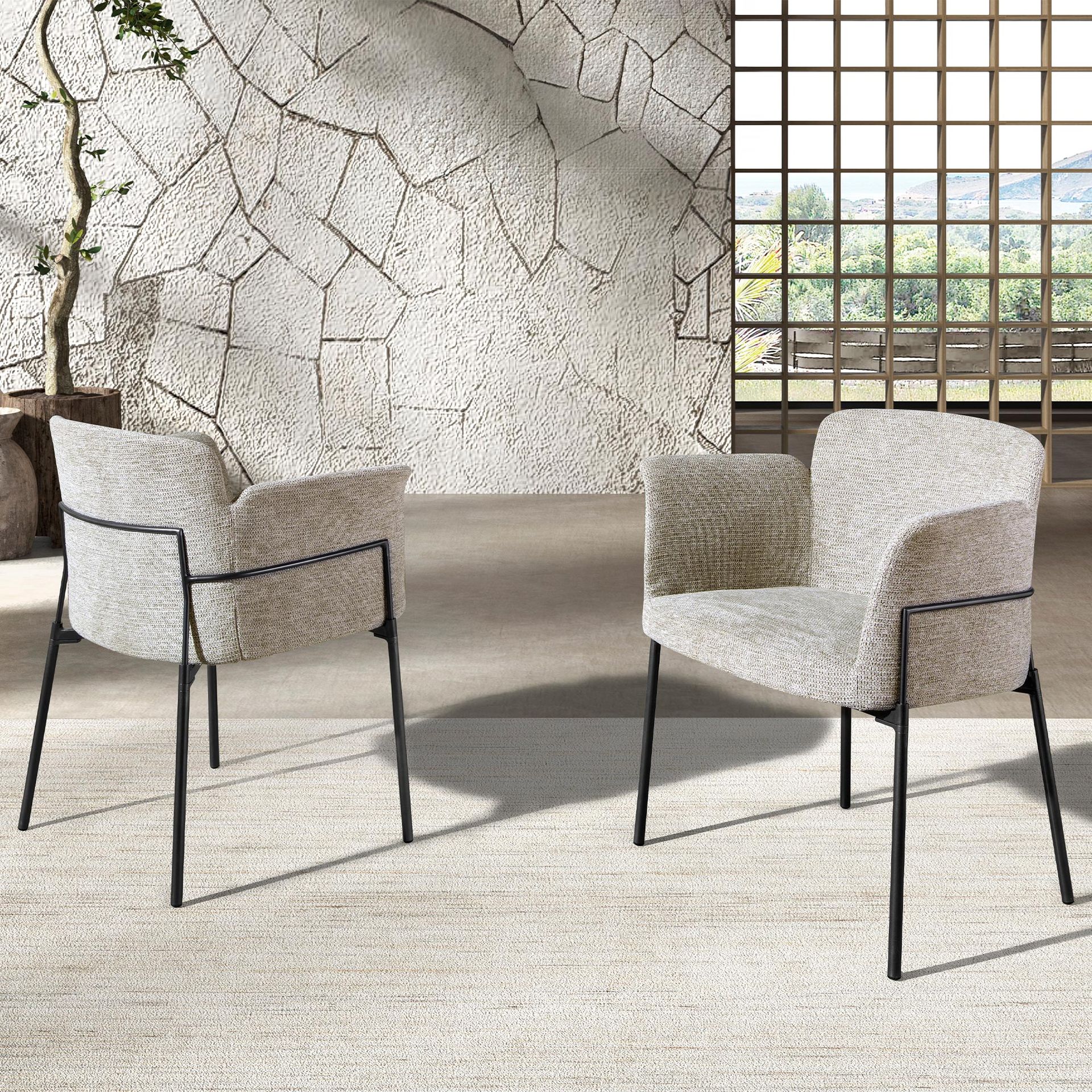 Chaise en tissu gris – Angel Cerdá