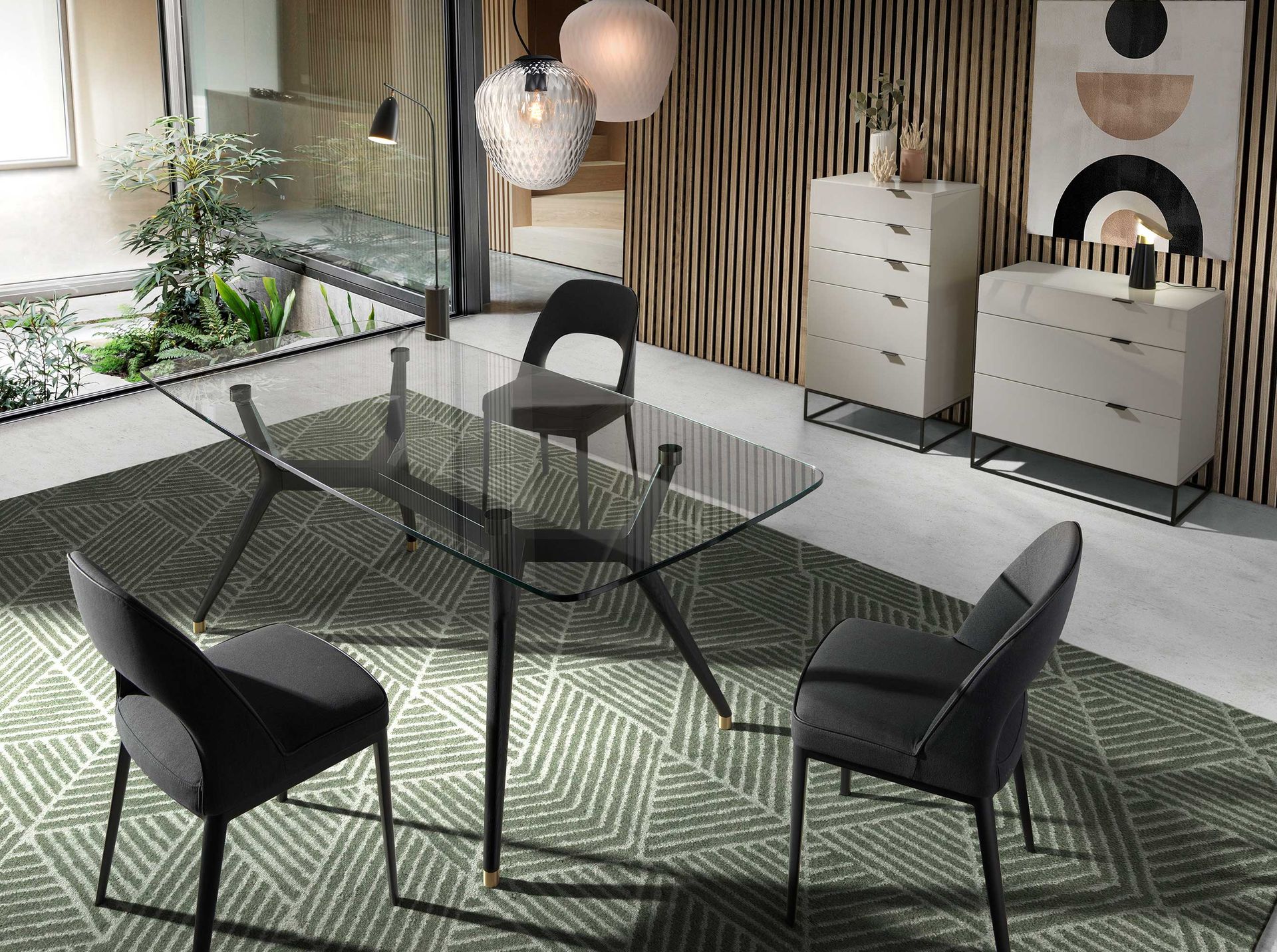 Chaise en tissu gris foncé – Angel Cerdá