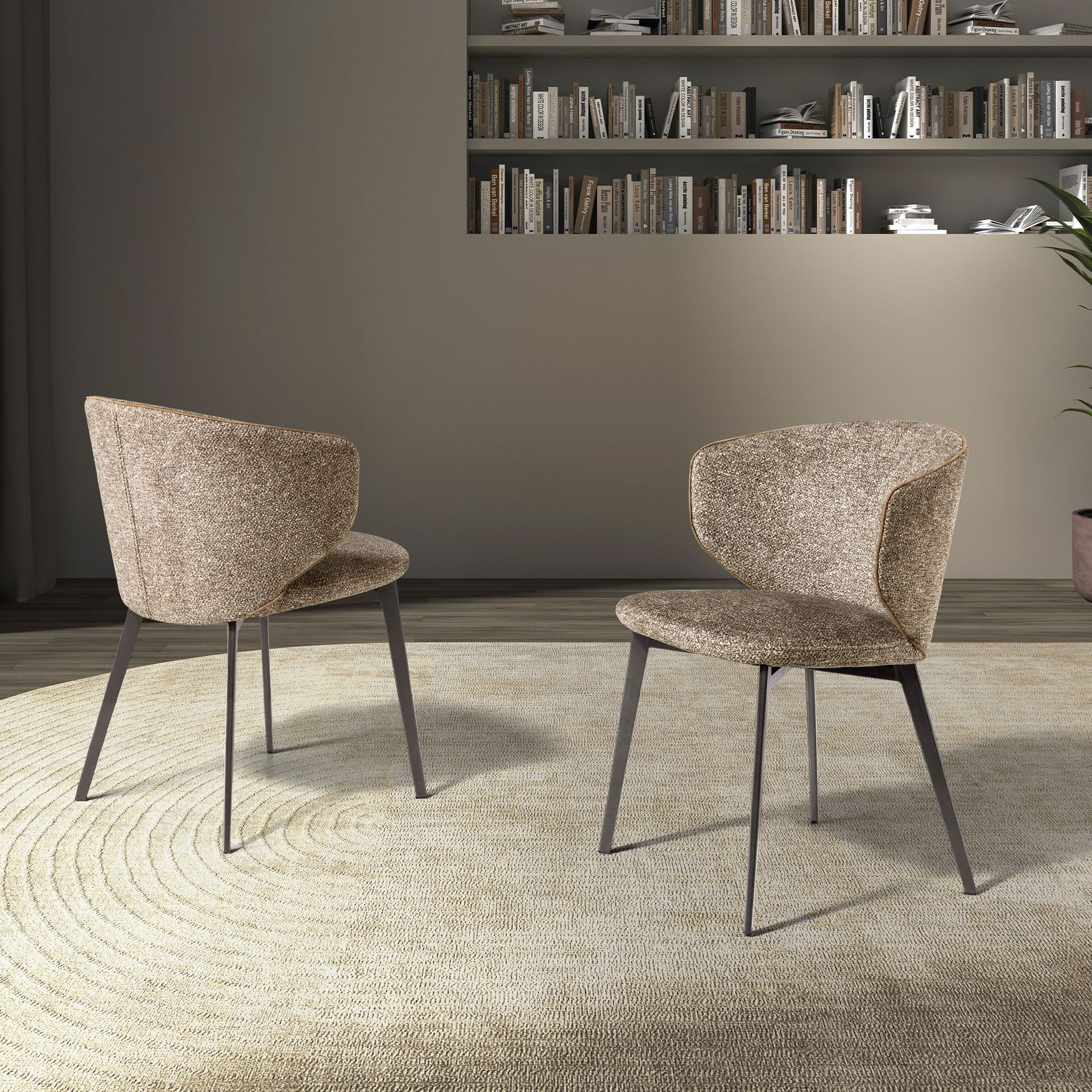 Chaise en tissu marbré marron – Angel Cerdá