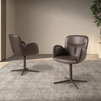 Chaise pivotante en similicuir marron chocolat – Angel Cerdá