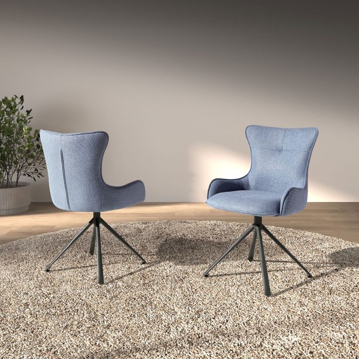 Chaise pivotante en tissu bleu – Angel Cerdá