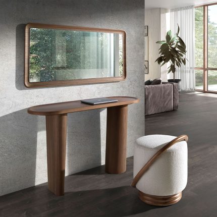 Console ovale en noyer demi-point – Angel Cerdá