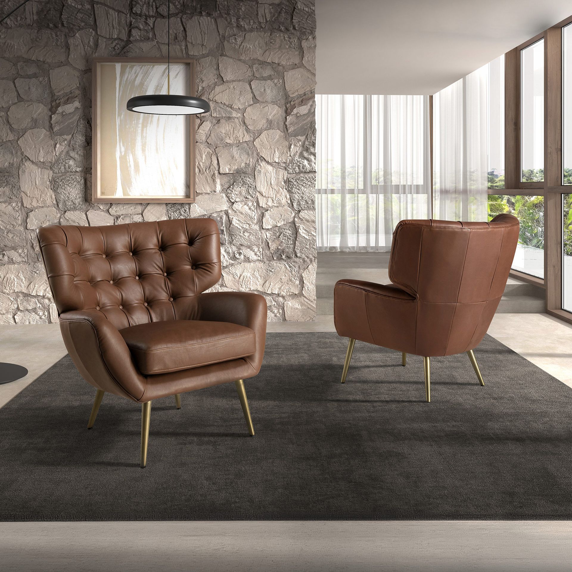 Fauteuil Chester cuir marron foncé – Angel Cerdá