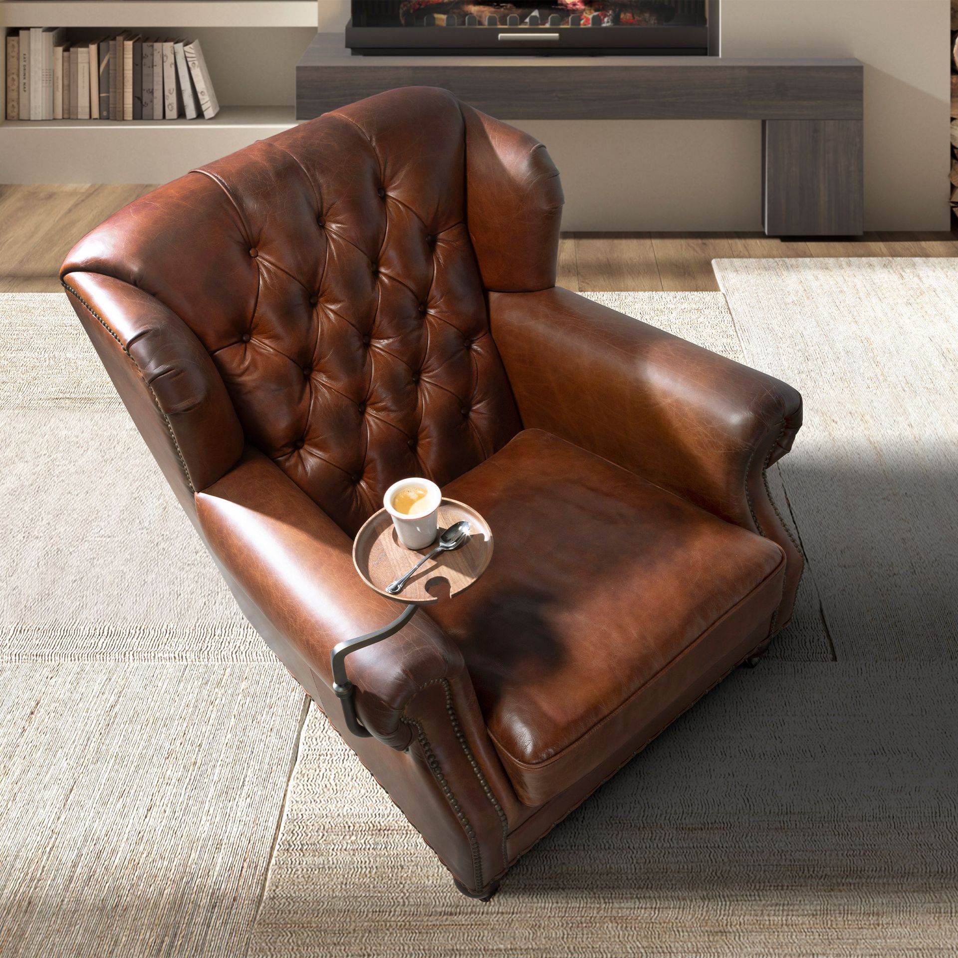 Fauteuil Chester en cuir marron cognac – Angel Cerdá