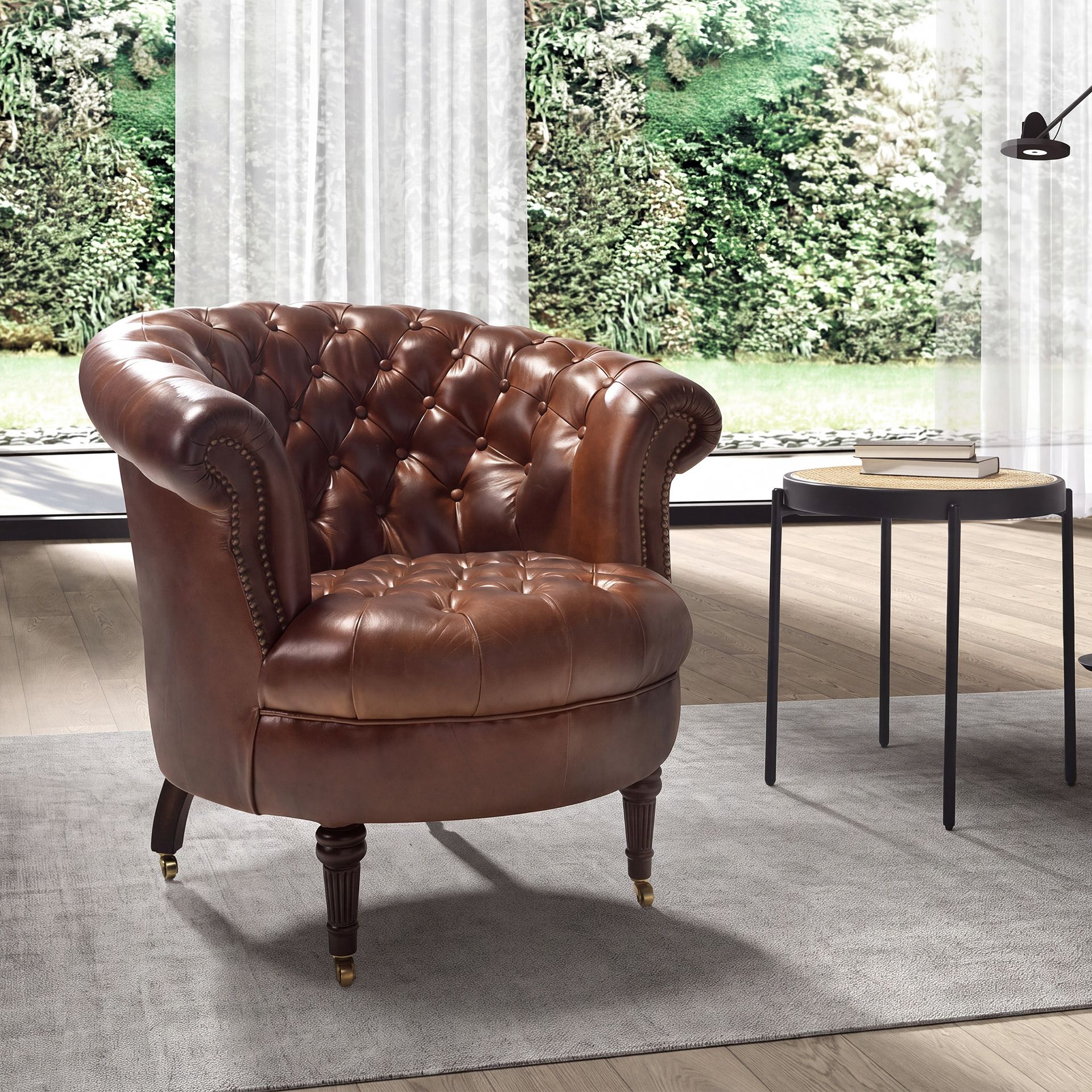 Fauteuil Chester en cuir marron cognac – Angel Cerdá