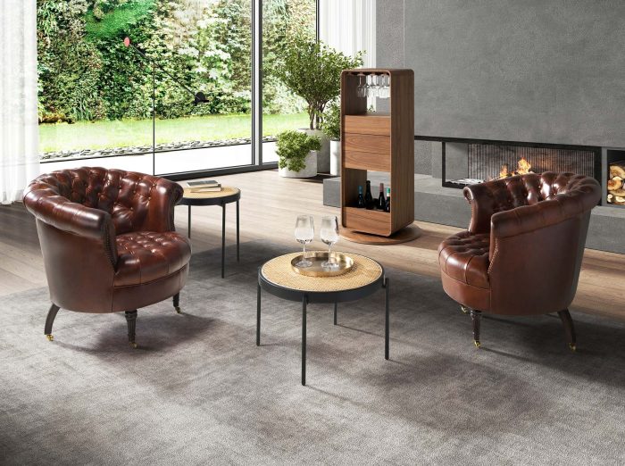 Fauteuil Chester en cuir marron cognac – Angel Cerdá