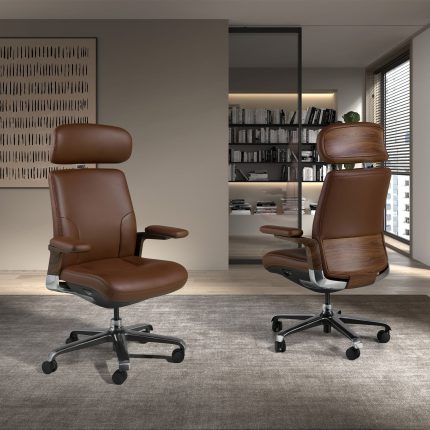 Fauteuil de bureau pivotant en similicuir marron – Angel Cerdá