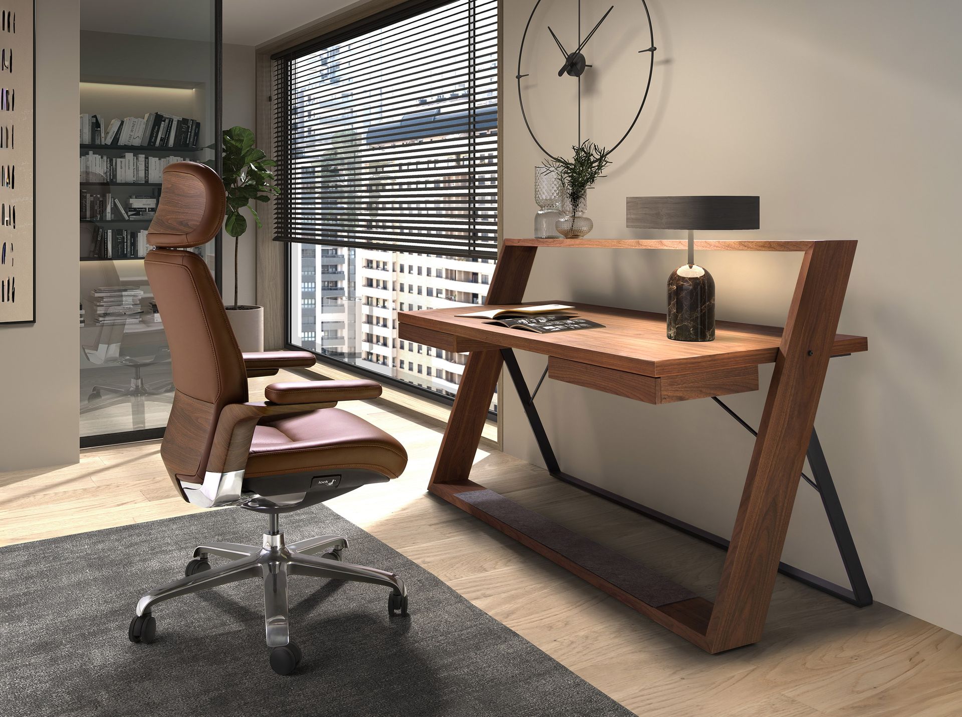 Fauteuil de bureau pivotant en similicuir marron – Angel Cerdá