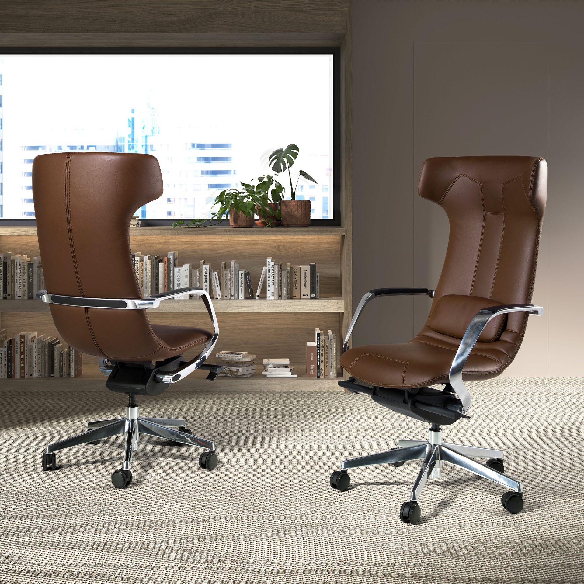 Fauteuil de bureau pivotant en similicuir marron – Angel Cerdá