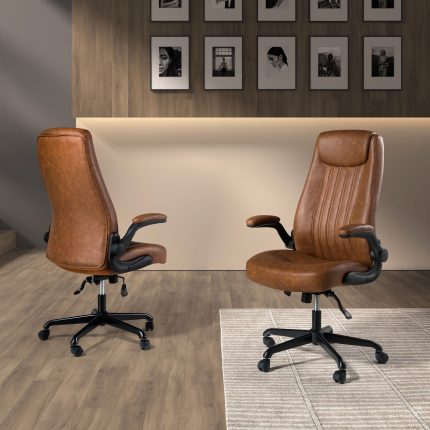 Fauteuil de bureau pivotant en similicuir marron – Angel Cerdá