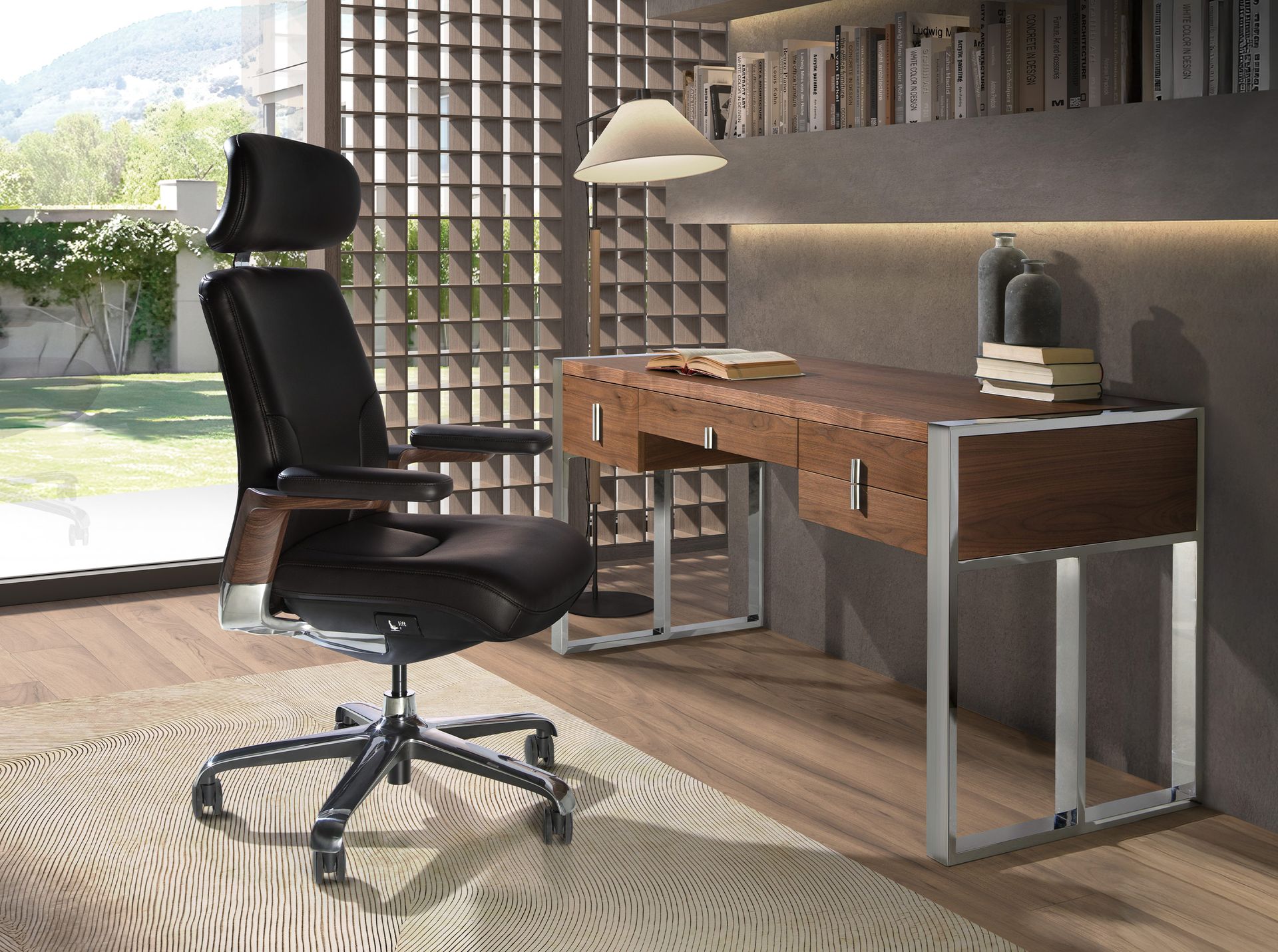 Fauteuil de bureau pivotant en similicuir noir – Angel Cerdá