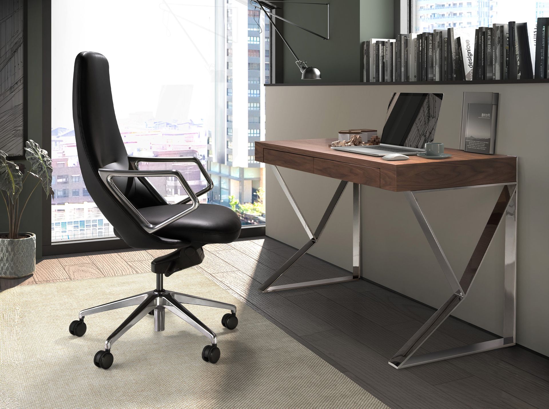 Fauteuil de bureau pivotant en similicuir noir – Angel Cerdá