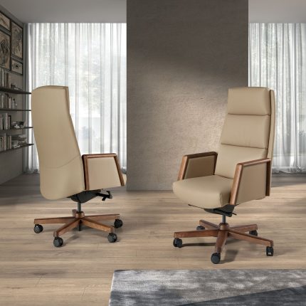 Fauteuil de bureau pivotant en similicuir vison – Angel Cerdá