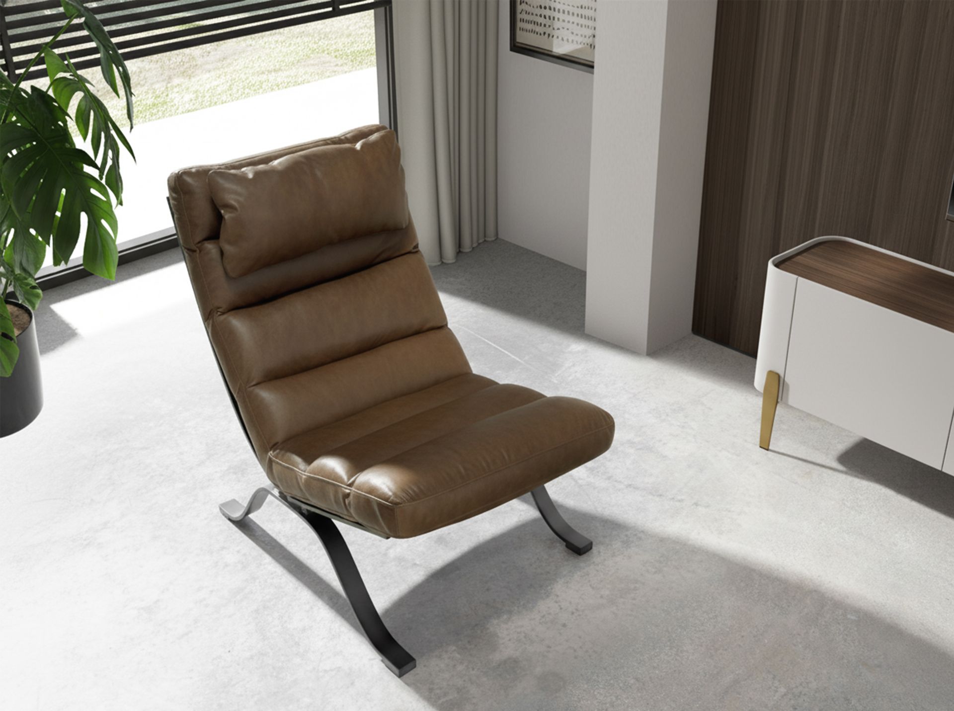 Fauteuil en cuir brun foncé – Angel Cerdá
