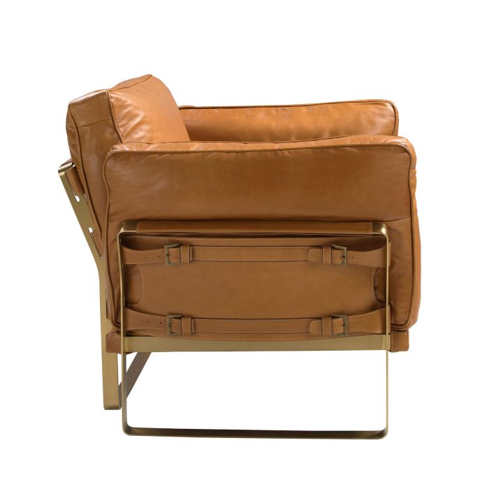 Fauteuil en cuir camel – Angel Cerdá