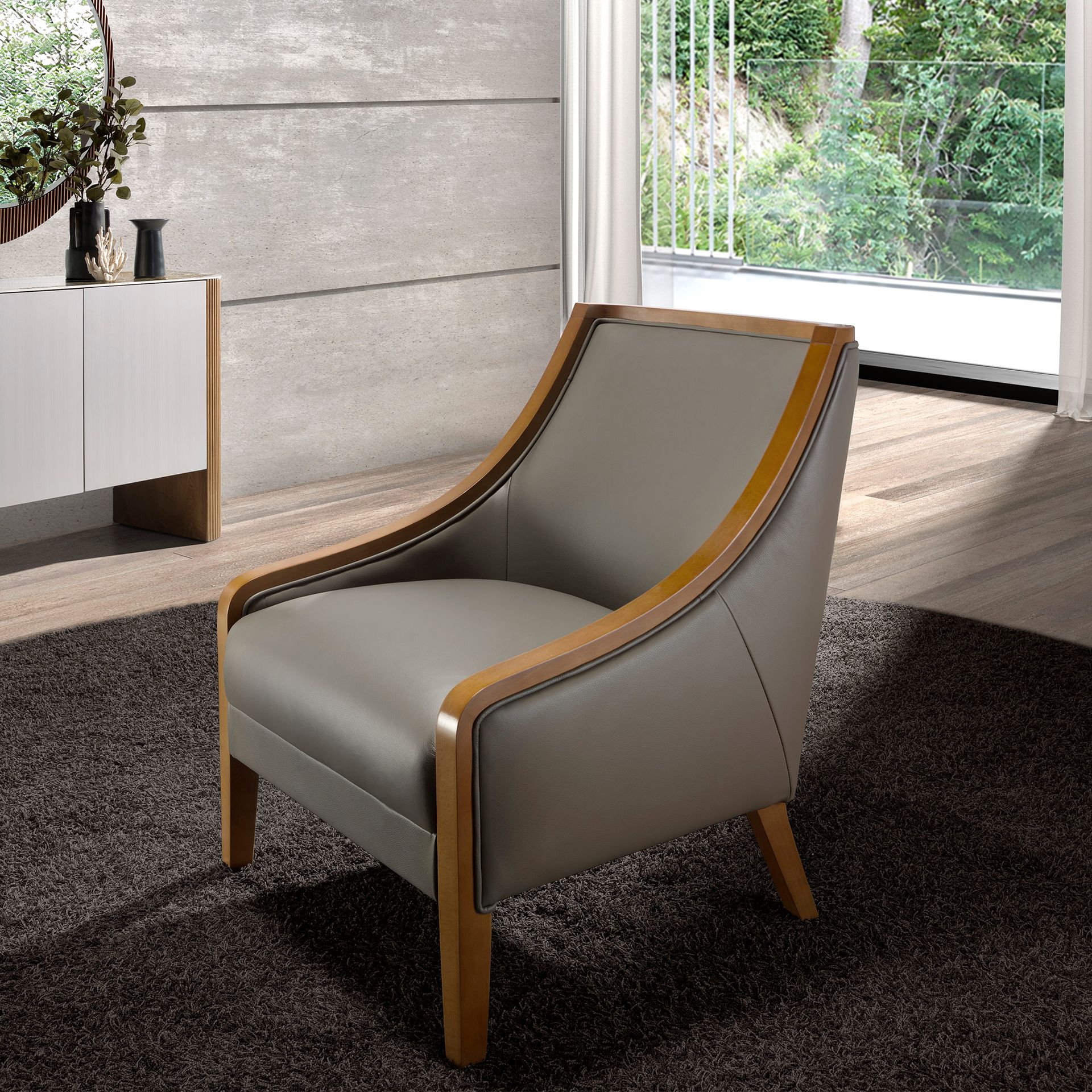 Fauteuil en cuir gris – Angel Cerdá