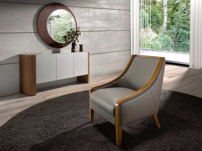 Fauteuil en cuir gris – Angel Cerdá
