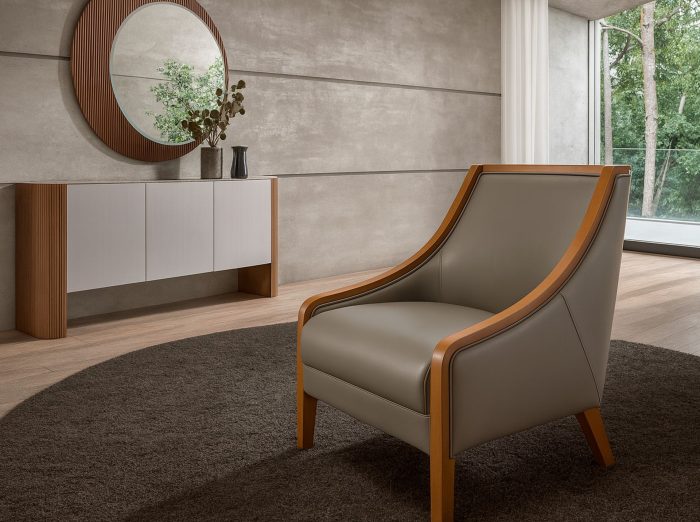 Fauteuil en cuir gris – Angel Cerdá