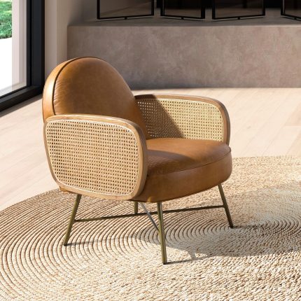 Fauteuil en cuir marron – Angel Cerdá