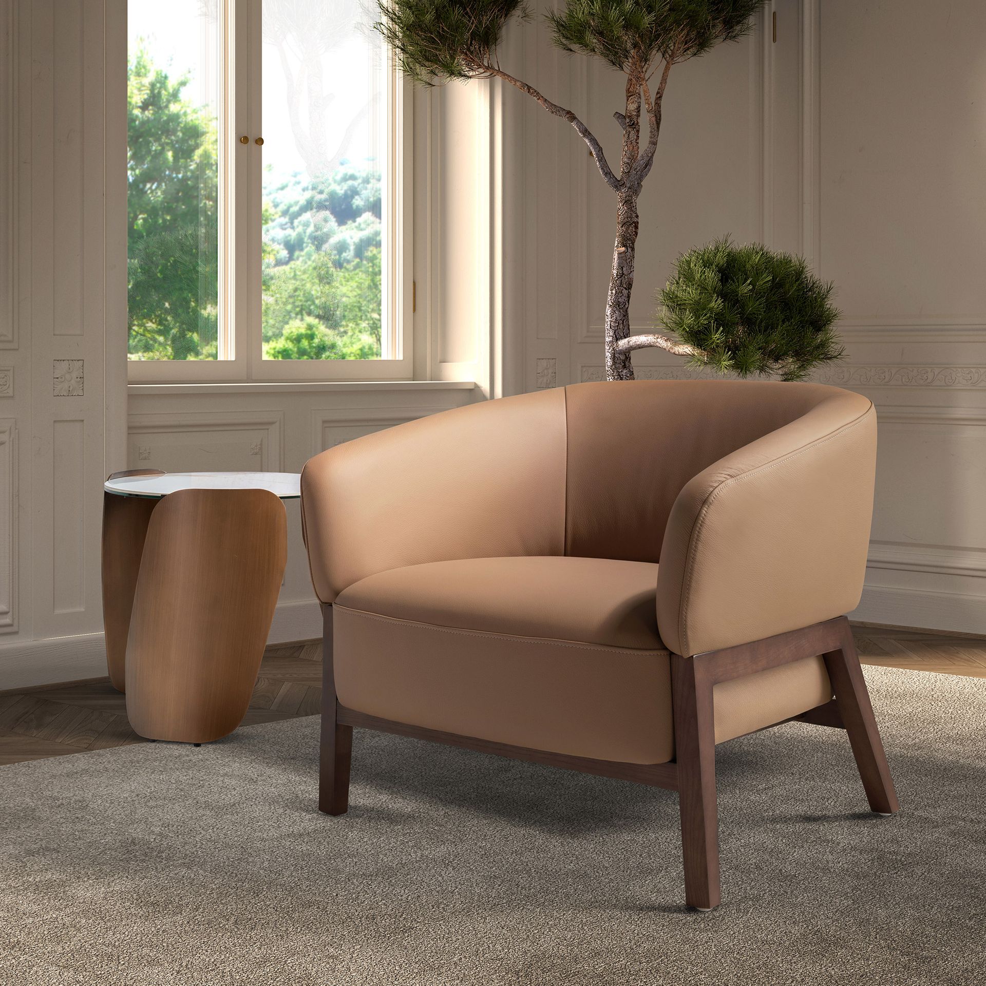 Fauteuil en cuir marron – Angel Cerdá