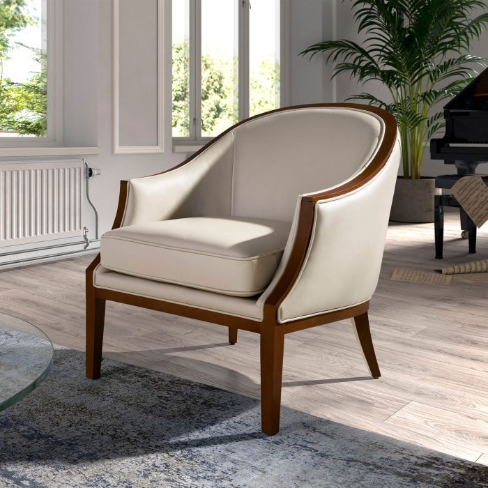 Fauteuil en cuir sable – Angel Cerdá