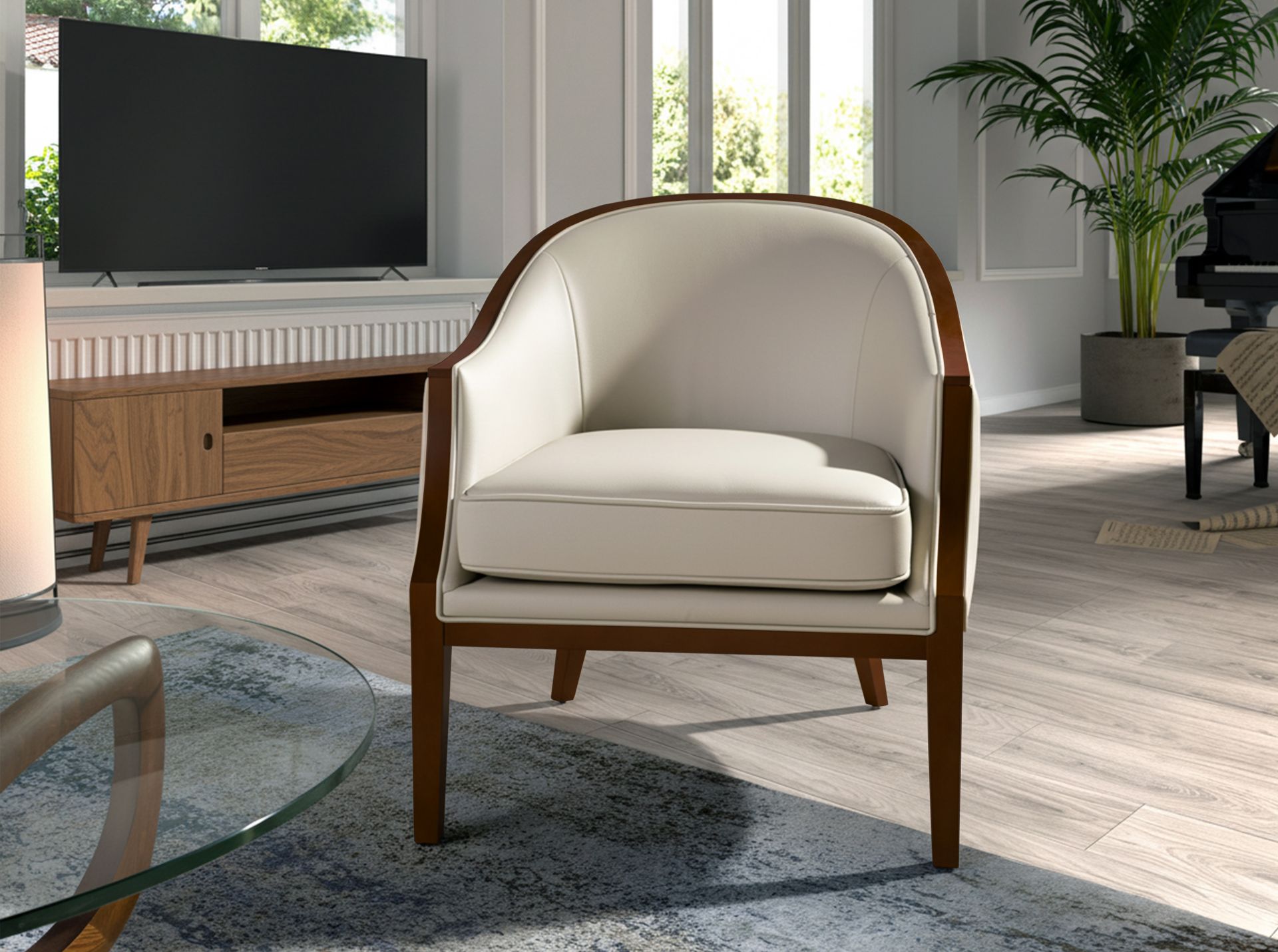 Fauteuil en cuir sable – Angel Cerdá