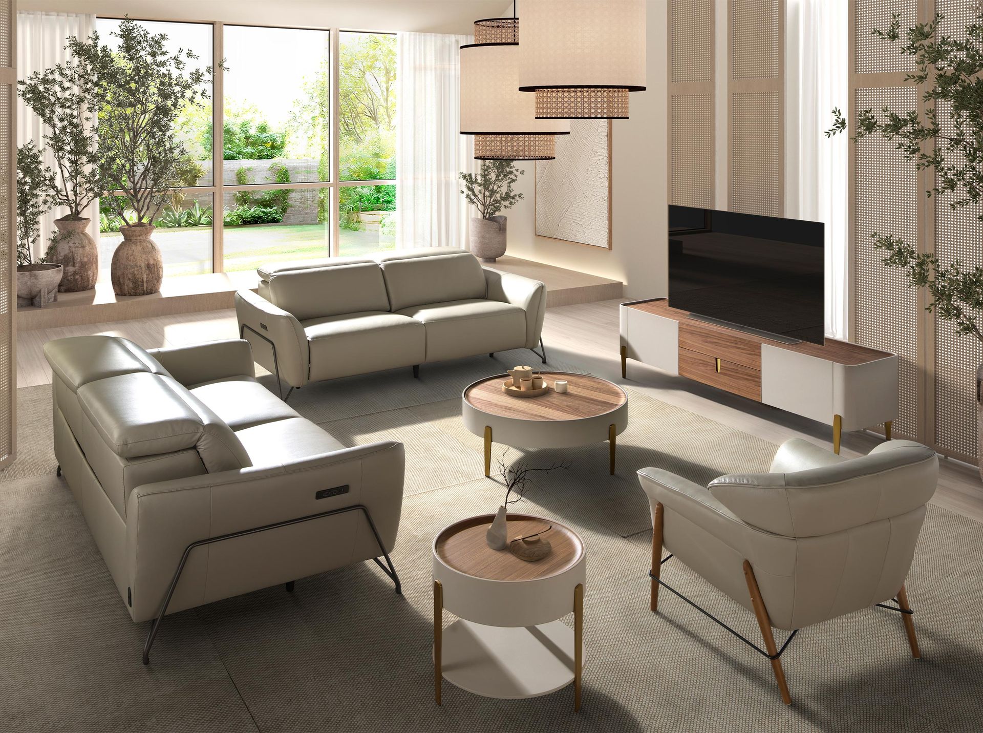 Fauteuil en cuir sable – Angel Cerdá