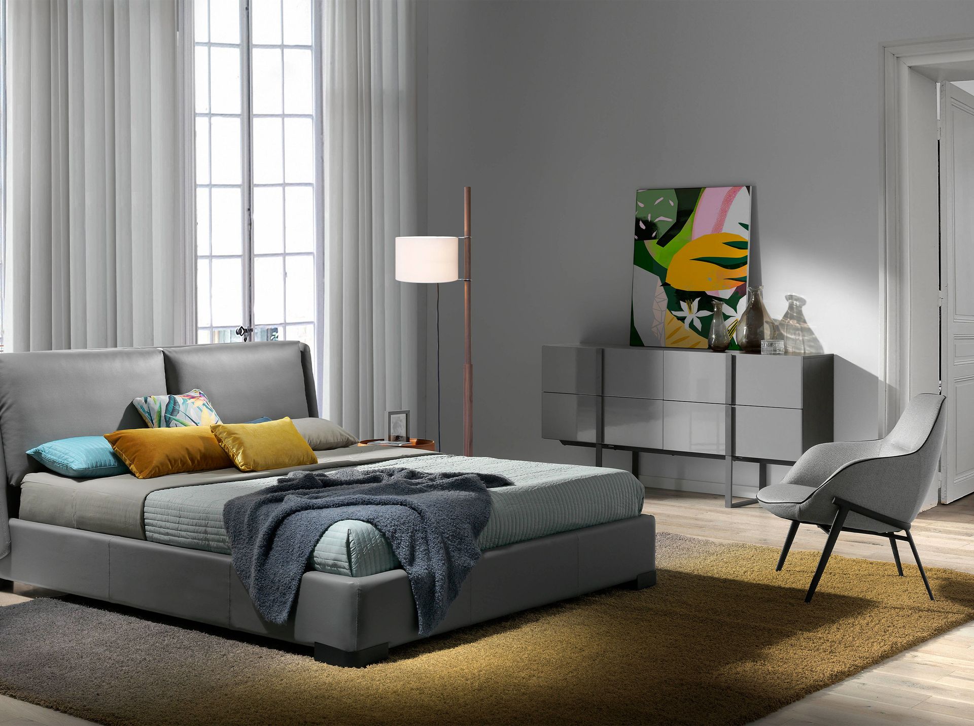 Fauteuil en tissu gris – Angel Cerdá
