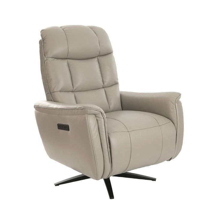 Fauteuil pivotant en cuir gris – Angel Cerdá