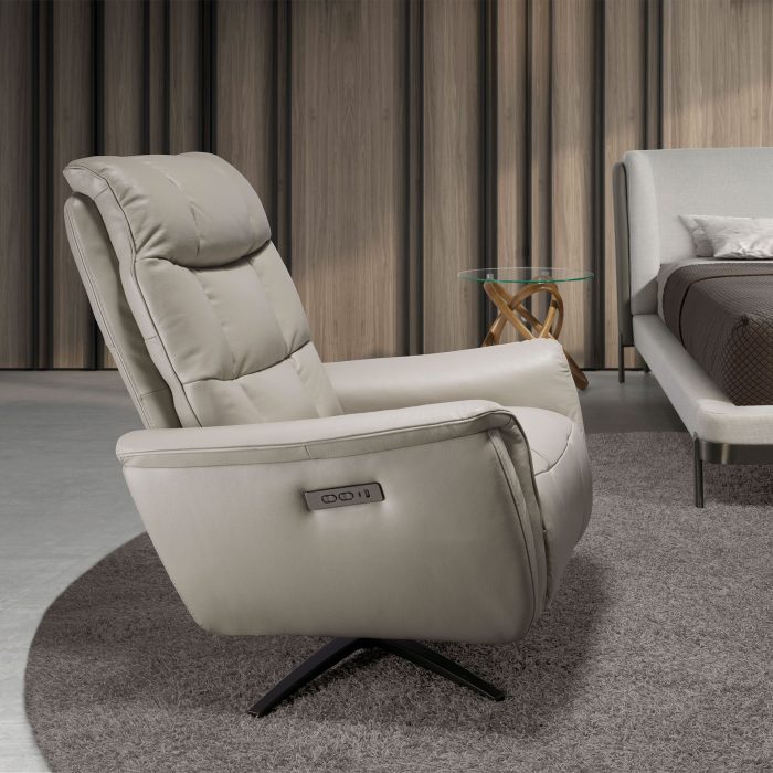 Fauteuil pivotant en cuir gris – Angel Cerdá Fauteuil pivotant en cuir gris – Angel Cerdá