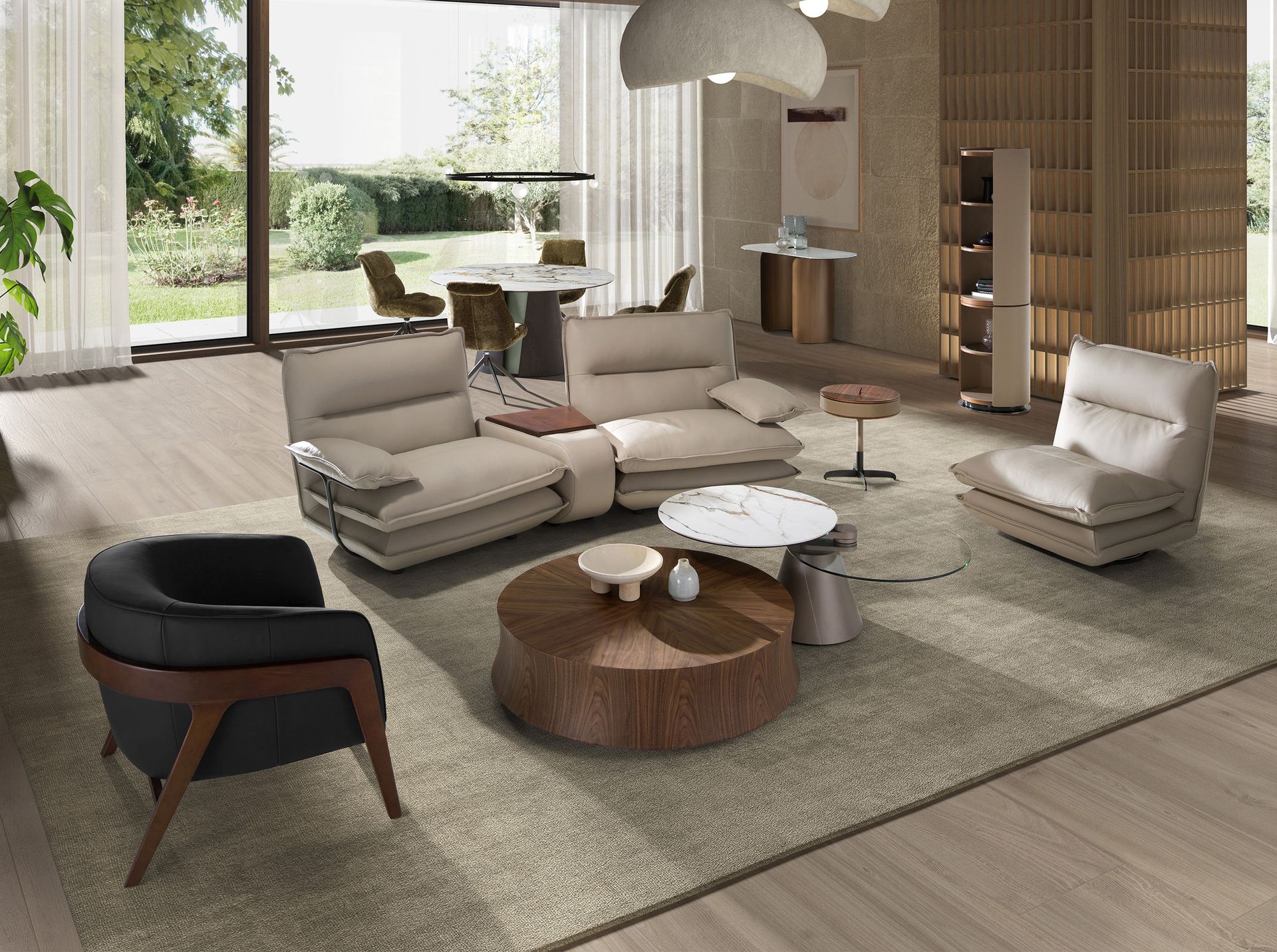 Fauteuil pivotant en cuir gris taupe – Angel Cerdá