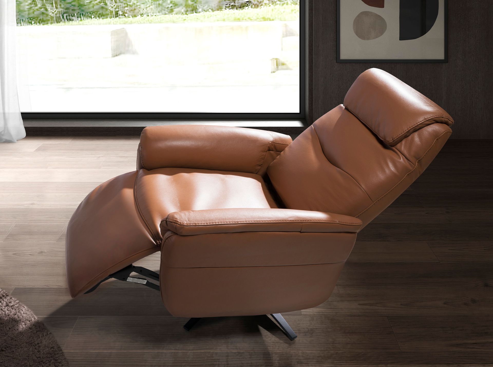 Fauteuil pivotant en cuir marron – Angel Cerdá