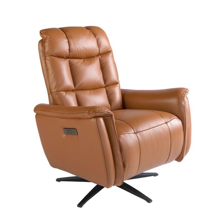Fauteuil pivotant en cuir marron – Angel Cerdá